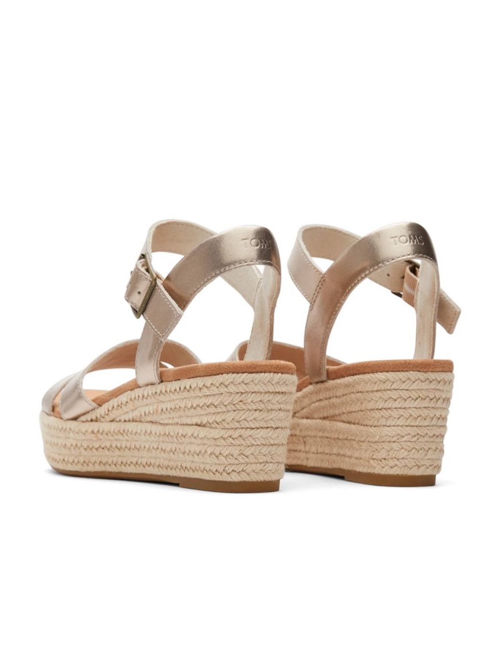 TOMS Aurdrey Espadrille Wedge Sandal size 7.5 metallic tan silver - Picture 3 of 12